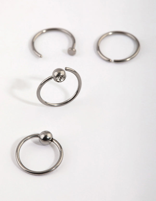 Titanium Mixed Nose Ring 4-Pack