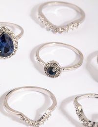 Rhodium Blue Stone Ring Pack - link has visual effect only