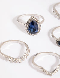 Rhodium Blue Stone Ring Pack - link has visual effect only