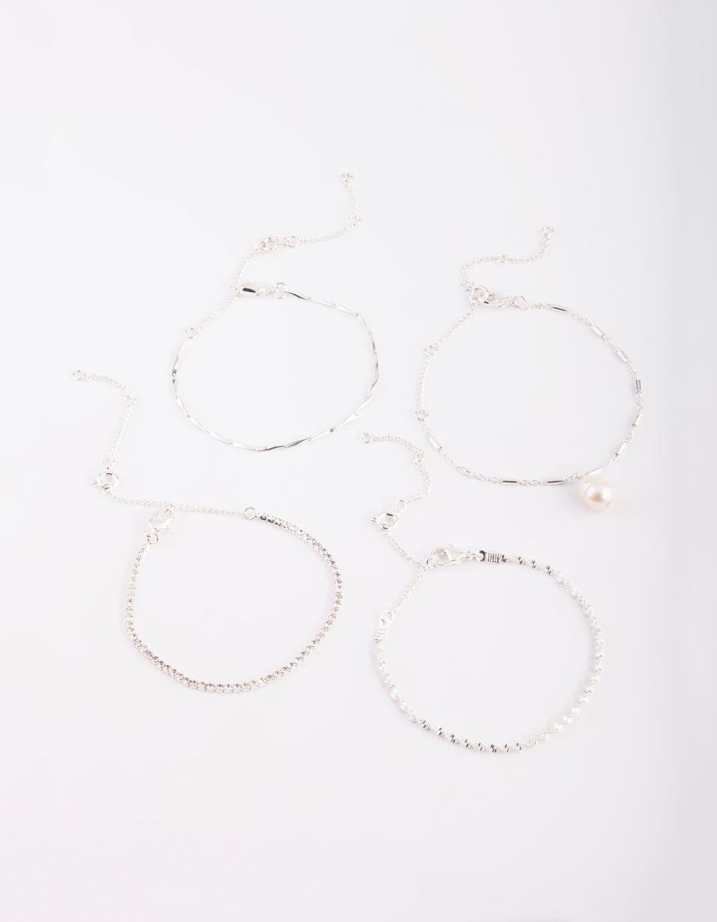 Silver Pearl Bracelet & Anklet Set