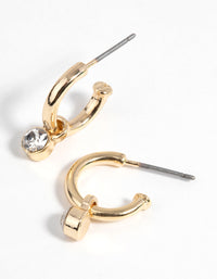 Gold Diamante Huggie Hoop Earrings - link has visual effect only