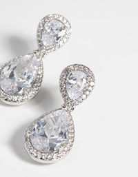 Rhodium Diamond Simulant Classic Teardrop Earrings - link has visual effect only
