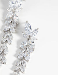 Rhodium Diamond Simulant Drop Earrings - link has visual effect only