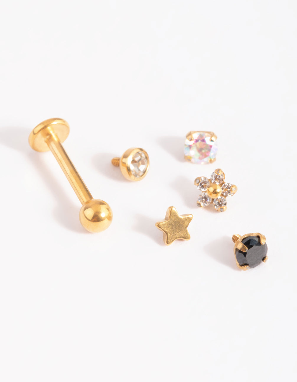 Gold Plated Titanium Pretty Flat Back 6-Pack