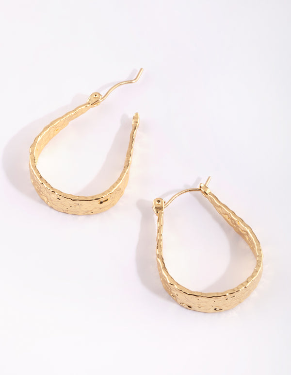 Gold Plated Molten Hoop Earrings