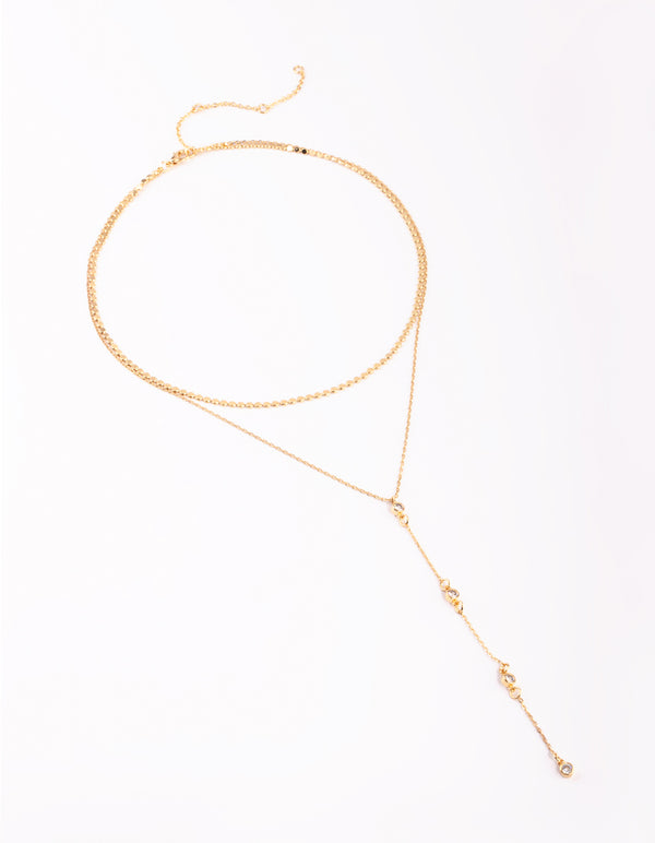 Gold Plated Lariat Necklace Set