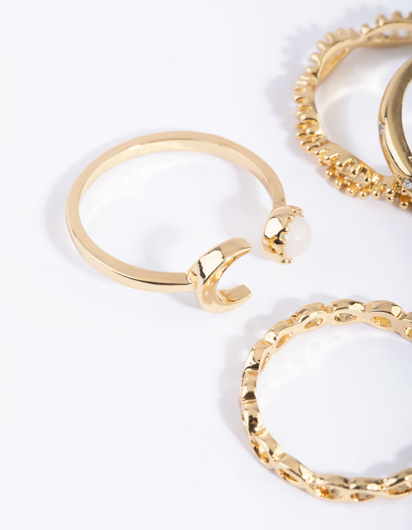 Gold Moon Ring 4-Pack