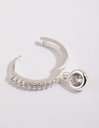 Silver Huggie Hoop Earrings with Cubic Zirconia - link has visual effect only