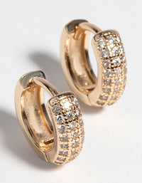 Gold Huggie Hoop Earrings with Cubic Zirconia - link has visual effect only