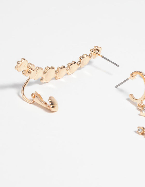 Gold Butterfly & Flower Earrings