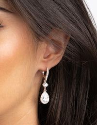 Silver Cubic Zirconia Pear Drop Earrings - link has visual effect only