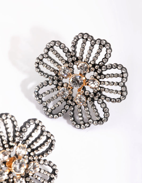 Matte Diamante Flower Stud Earrings