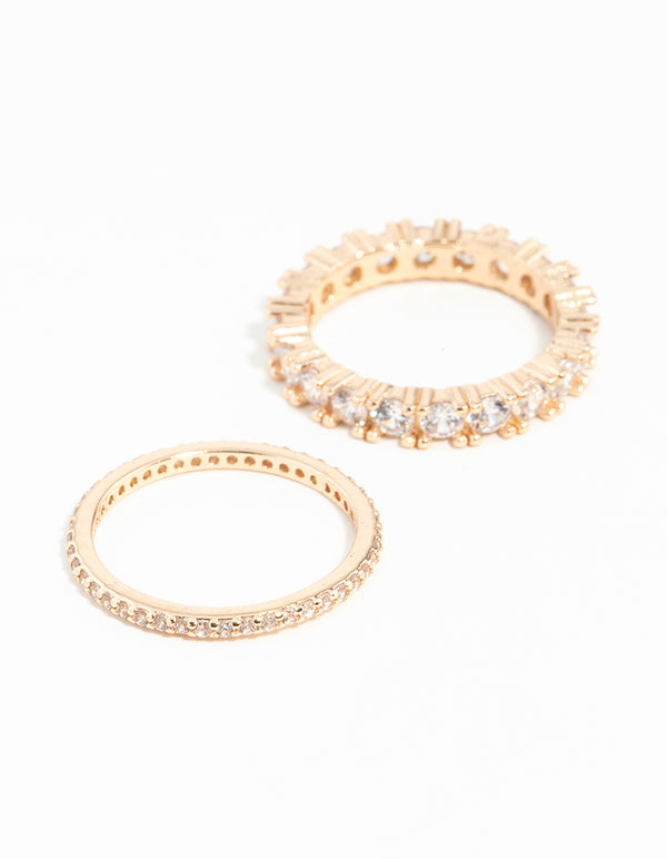 Gold Cubic Zirconia Triple Band Ring