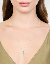 Silver Diamante Cross Necklace - link has visual effect only