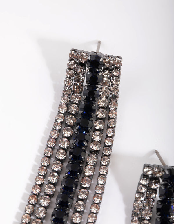 Gunmetal Diamante Drop Earrings