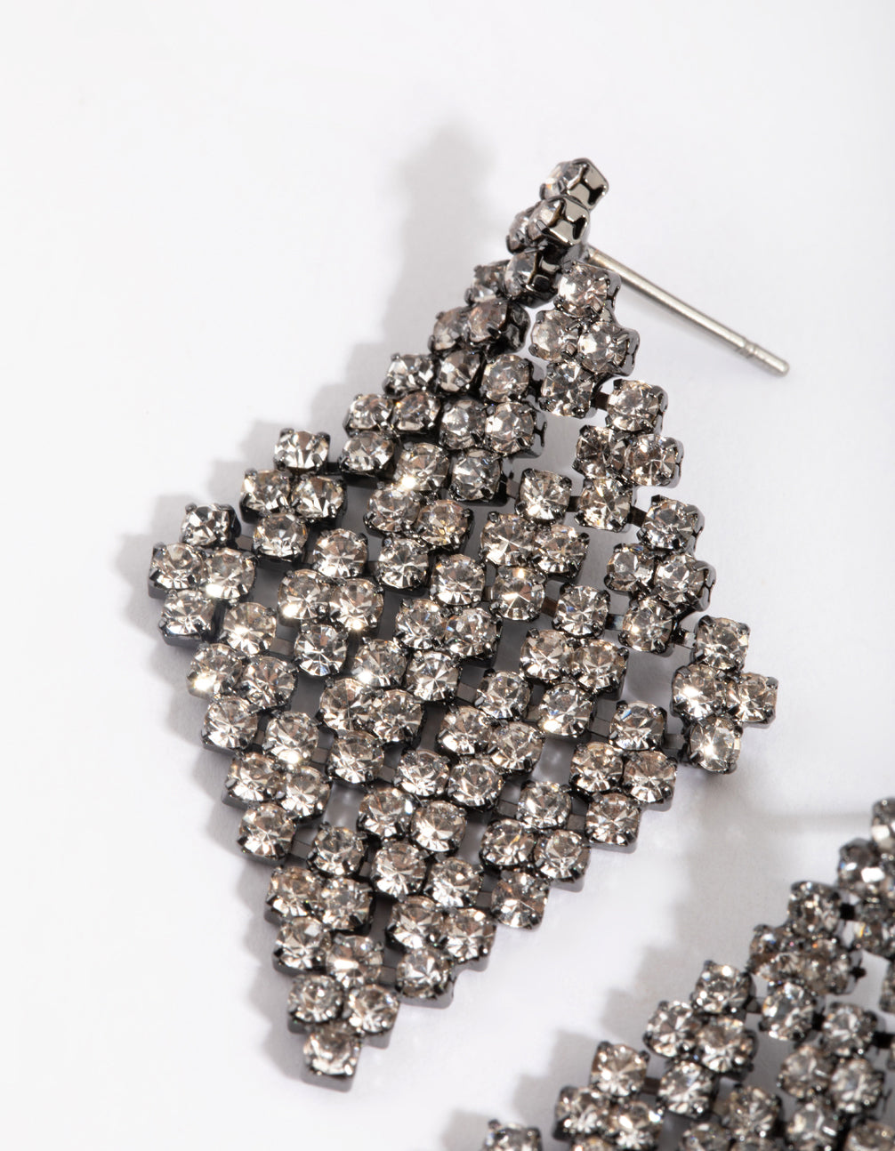 Gunmetal Diamante Kite Stud Earrings