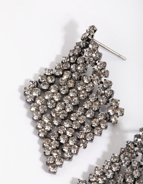 Gunmetal Diamante Kite Stud Earrings