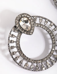 Gunmetal Circular Diamante Stud Earrings - link has visual effect only