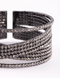 Gunmetal Diamante Cuff Bangle - link has visual effect only
