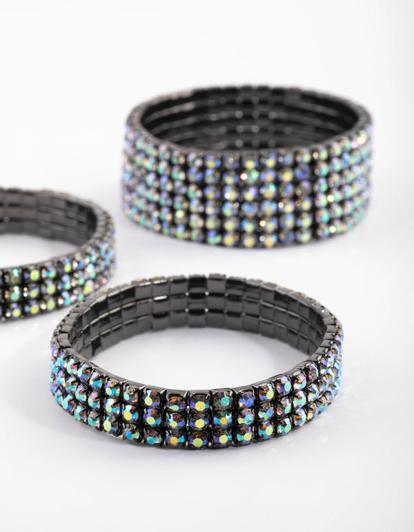 Gunmetal Diamante Bracelet Pack