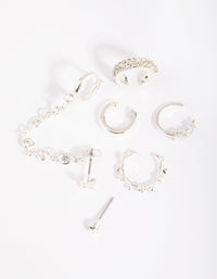 SIlver Diamante Earring Stack Pack - link has visual effect only
