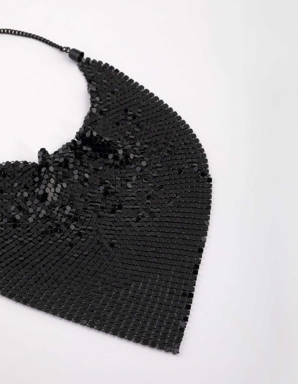 Matte Black Mesh Drape Necklace