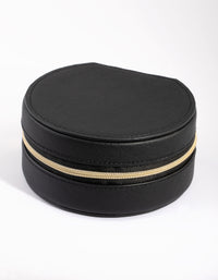 Black Faux Leather Mirror Travel Jewellery Box - link has visual effect only
