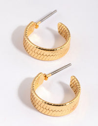 Gold Plated Textured Hoop Earrings - link has visual effect only