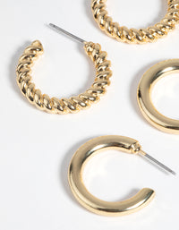 Gold Plated Twisted Hoop Earring Pack - link has visual effect only