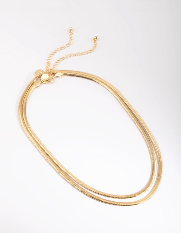 Gold Plated Layered Snake Chain Necklace