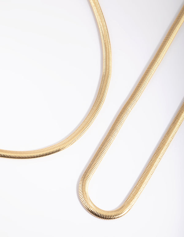 Gold Plated Layered Snake Chain Necklace