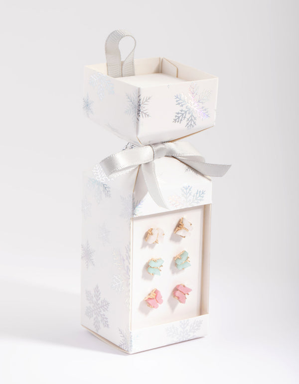 Gold Pastel Butterfly Stud Earring Pack