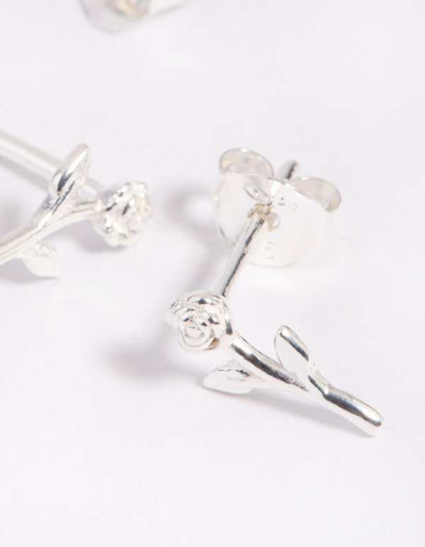 Sterling Silver Rose Stud Earrings