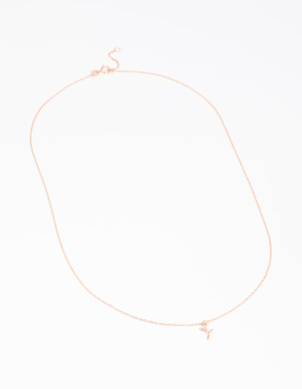 Rose Gold Plated Sterling Silver Rose Necklace