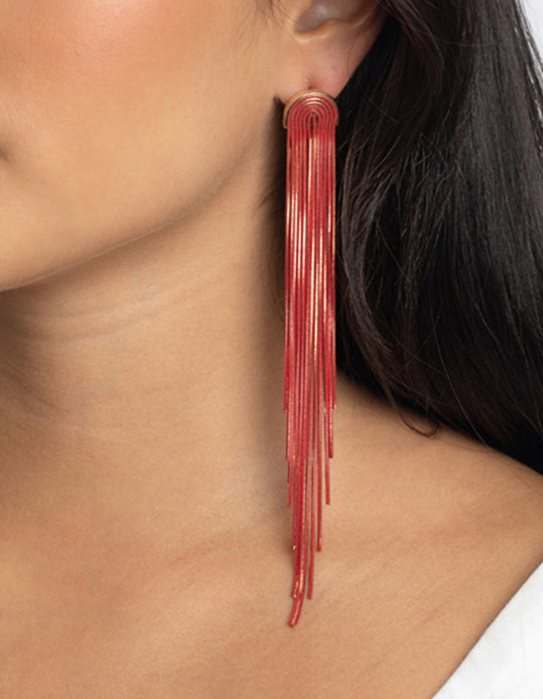 Red Waterfall Diamante Earrings