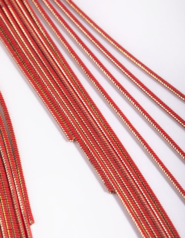 Red Waterfall Diamante Earrings