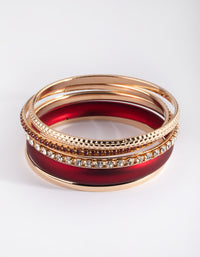 Red Pearlised Diamante Bracelet 5-Pack - link has visual effect only