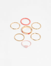 Gold Enamel Hearts Ring Pack - link has visual effect only
