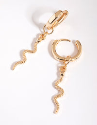 Gold Snake Huggie Hoop Earrings - link has visual effect only