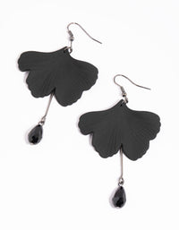 Gunmetal Leaf & Bead Drop Earrings - link has visual effect only
