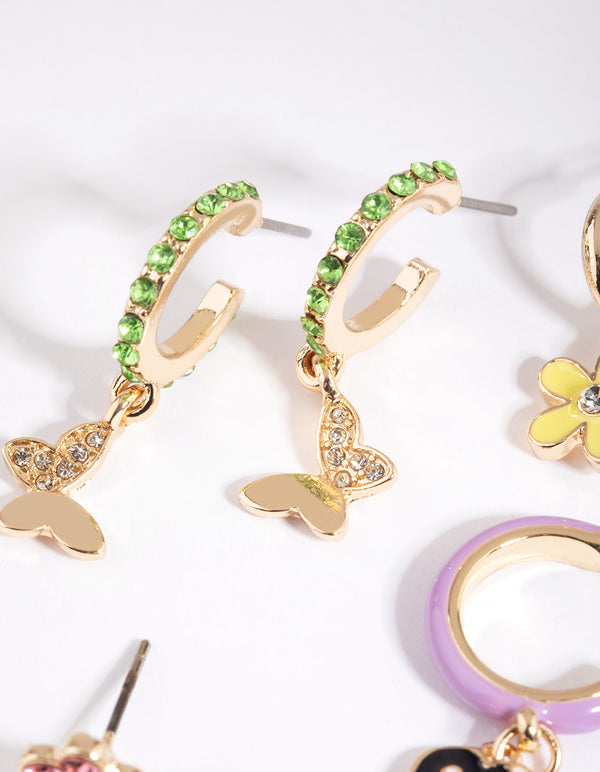 Gold Charm Earring Stack 4-Pack
