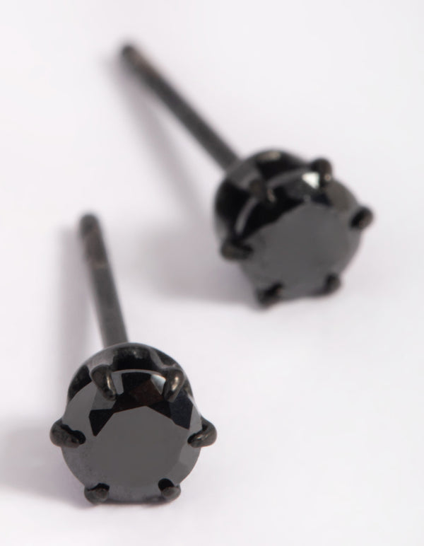 Matte Black Surgical Steel Stud Earrings