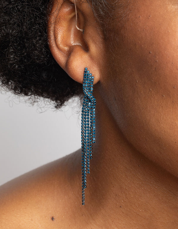 Navy Twisted Drop Earrings