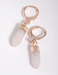 Rose Quartz Shard Huggie Hoop Earrings - link has visual effect only