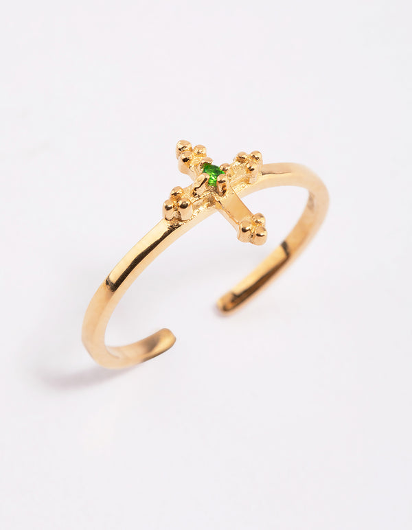 Gold Plated Sterling Silver Cross Ring