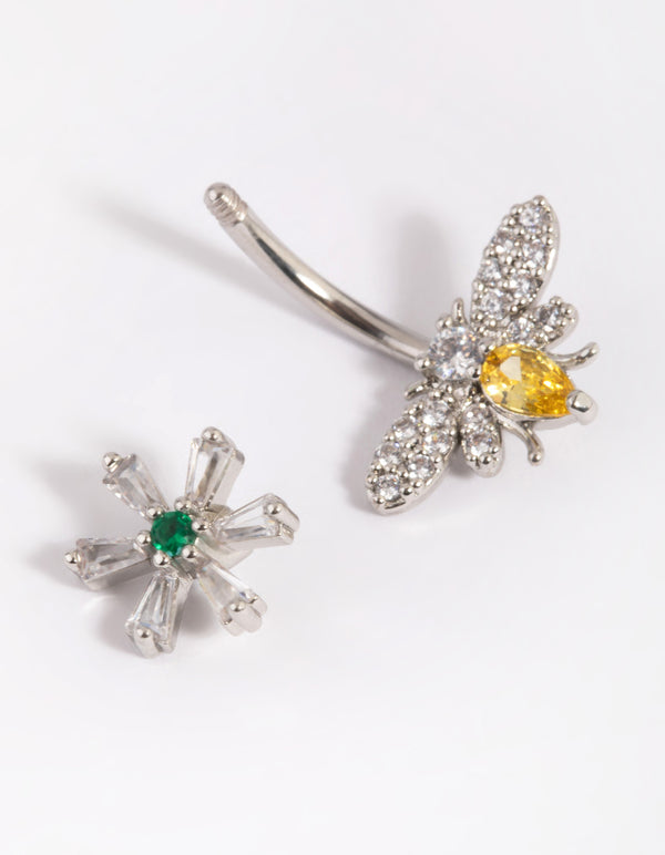 Surgical Steel Garden Bee Belly Bar