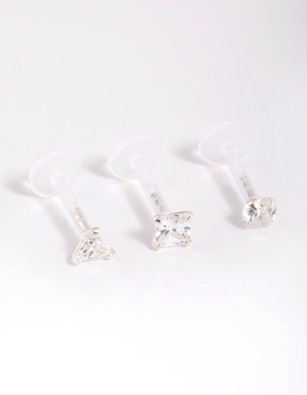 Surgical Steel Cubic Zirconia Triangle Flat Back Pack