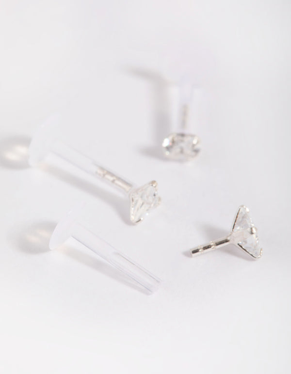 Surgical Steel Cubic Zirconia Triangle Flat Back Pack