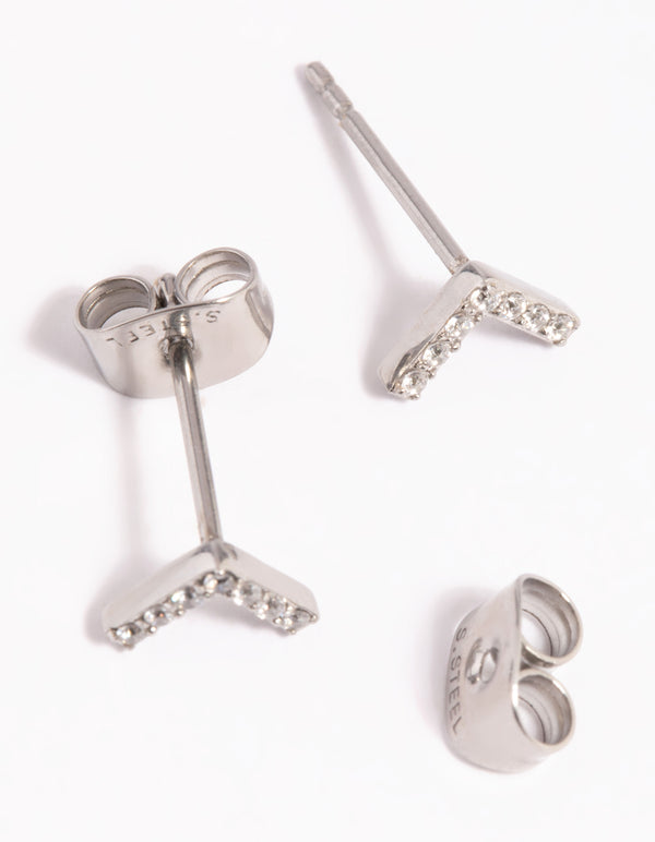 Surgical Steel Cubic Zirconia V Stud Earrings