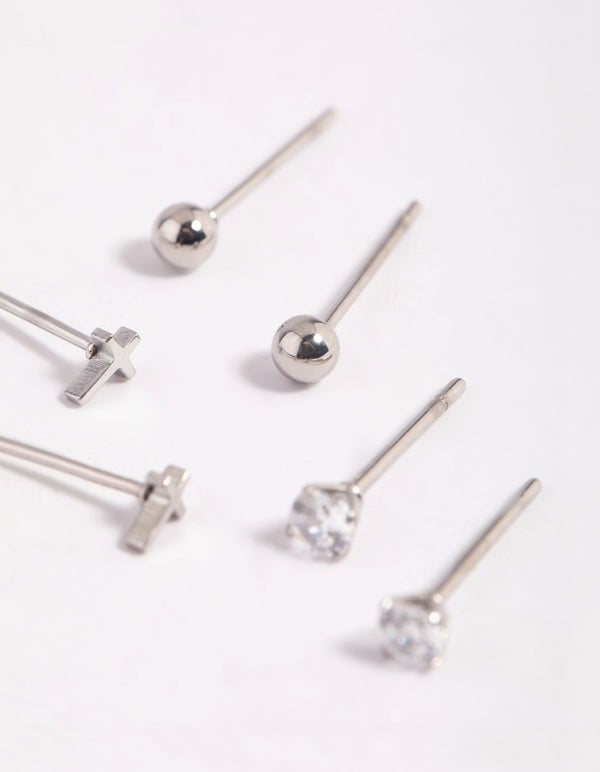 Surgical Steel Cross Stud Earrings